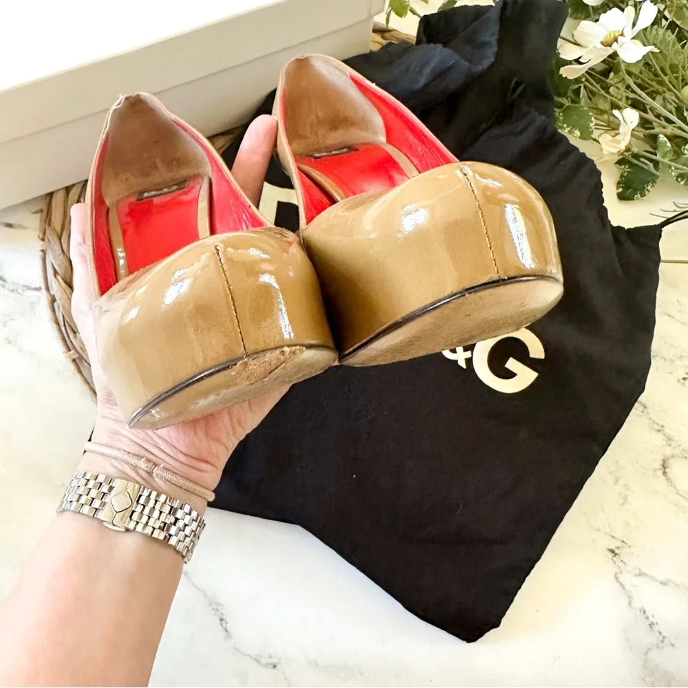 Dolce & Gabbana Womens Nude Patent Platform Pumps - Picture 8 of 15